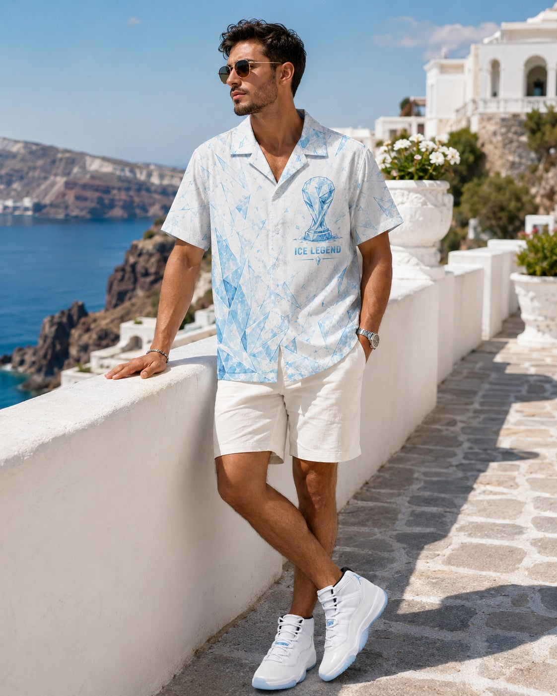 White/Blue Hawaiian Shirt, lifestyle 4