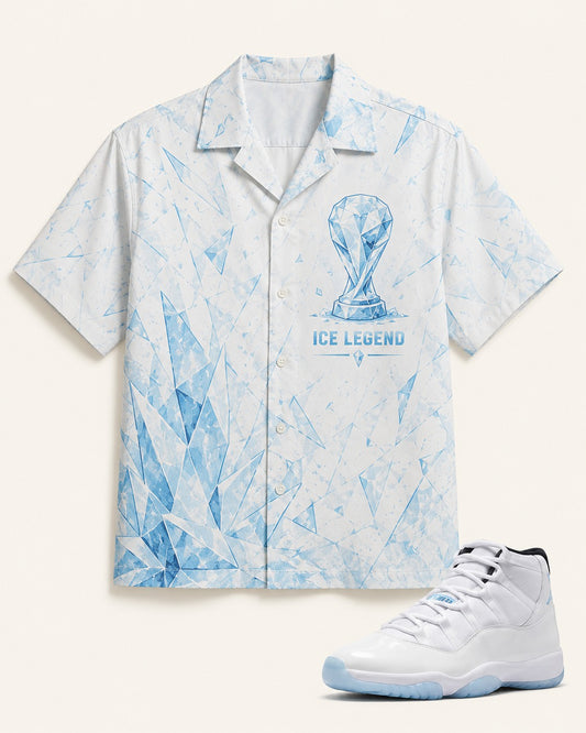 White/Blue Hawaiian Shirt, front