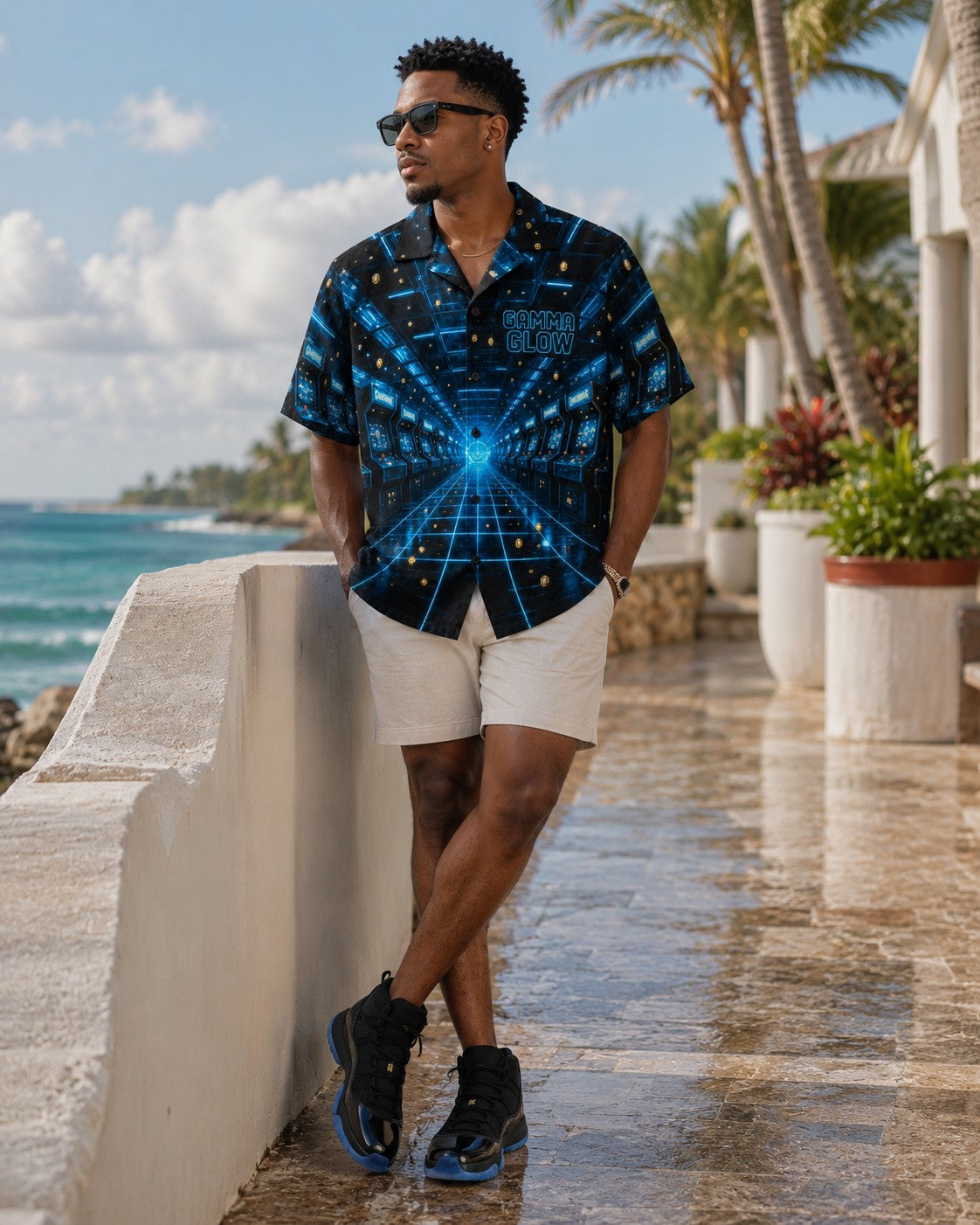 Black/Blue Hawaiian Shirt, lifestyle 4