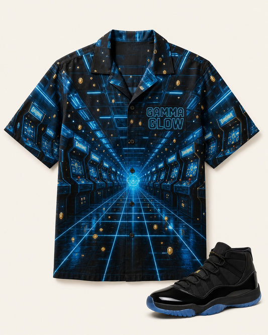 Black/Blue Hawaiian Shirt, front