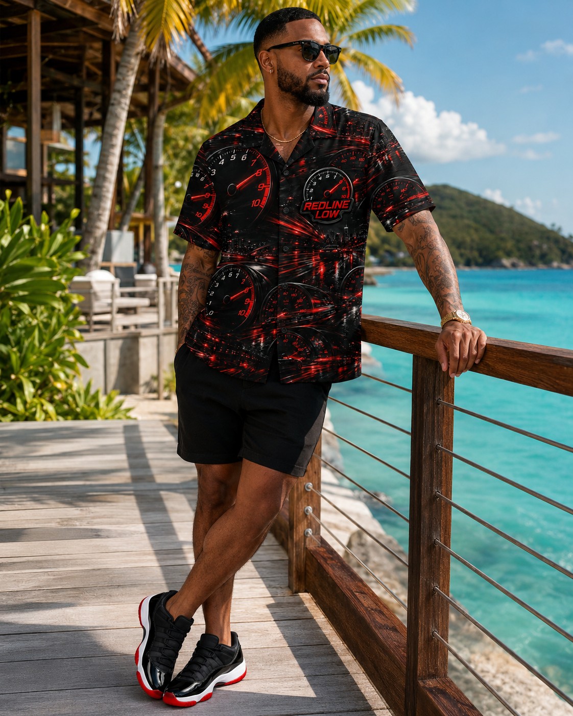 Black/Red Hawaiian Shirt, lifestyle 4
