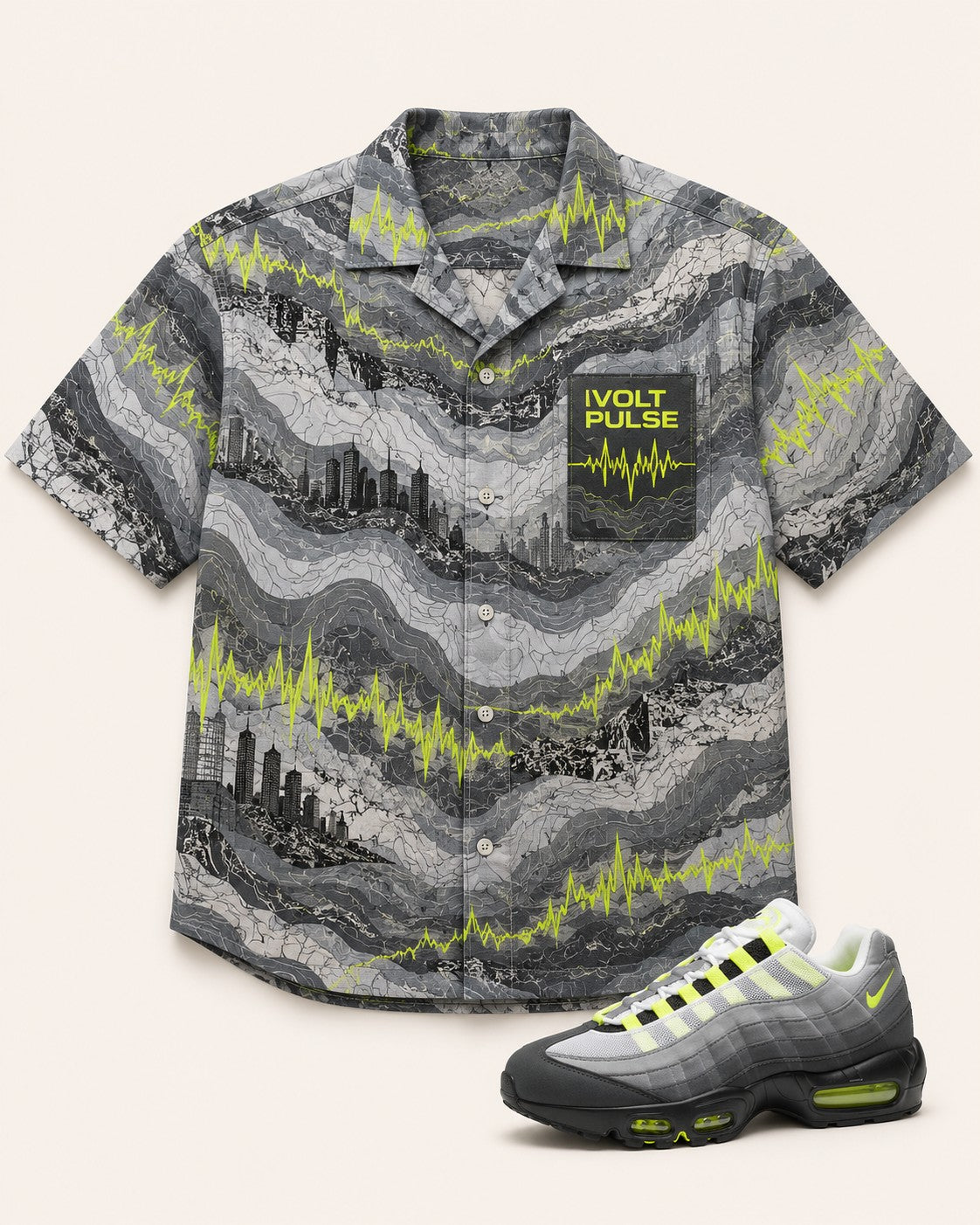 Neon/Grey Hawaiian Shirt, front