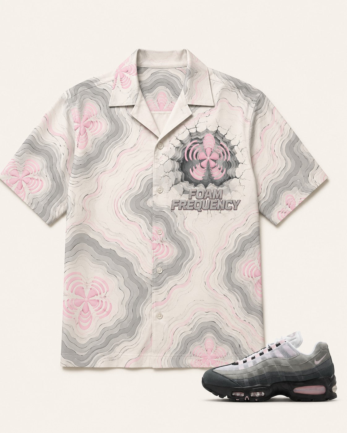 Pink/Grey Hawaiian Shirt, front