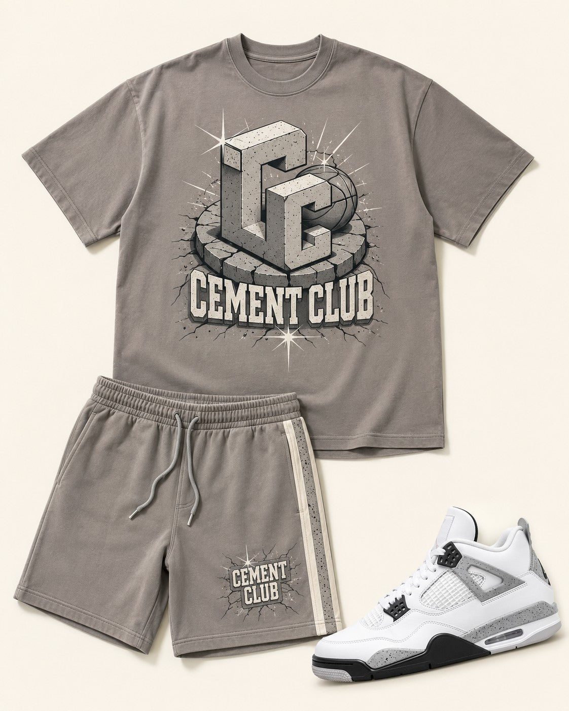 White/Grey Short Set, front