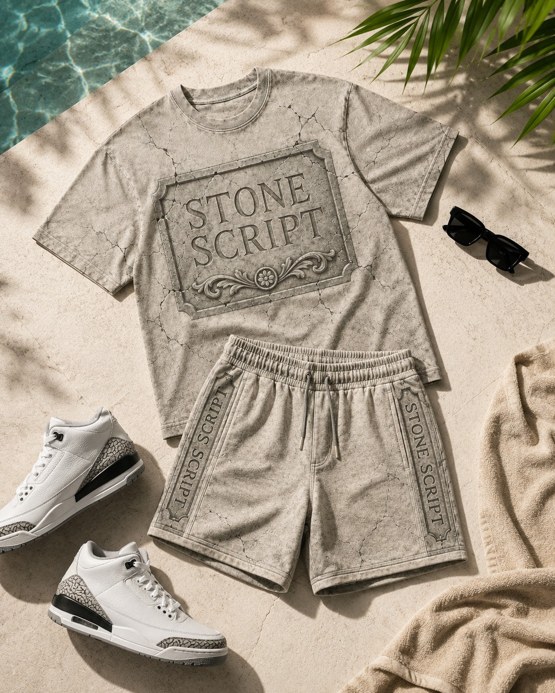 Grey/White Short Set, lifestyle 2