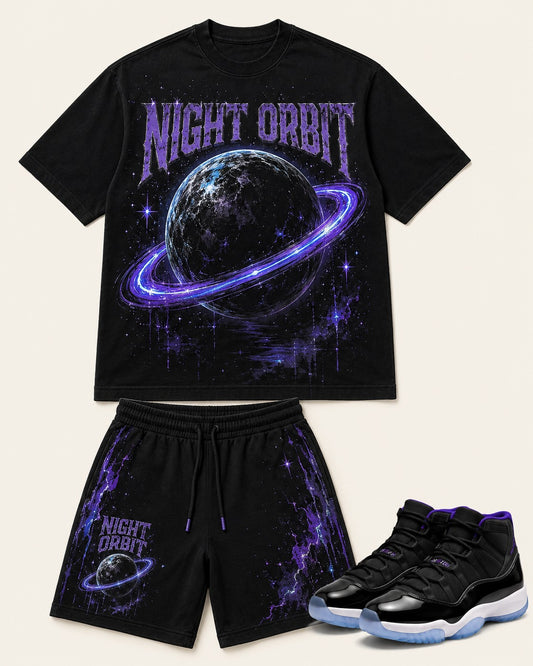 Black/Purple Short Set, front