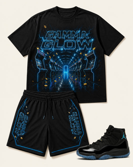 Black/Blue Short Set, front