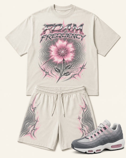 Pink/Grey Short Set, front