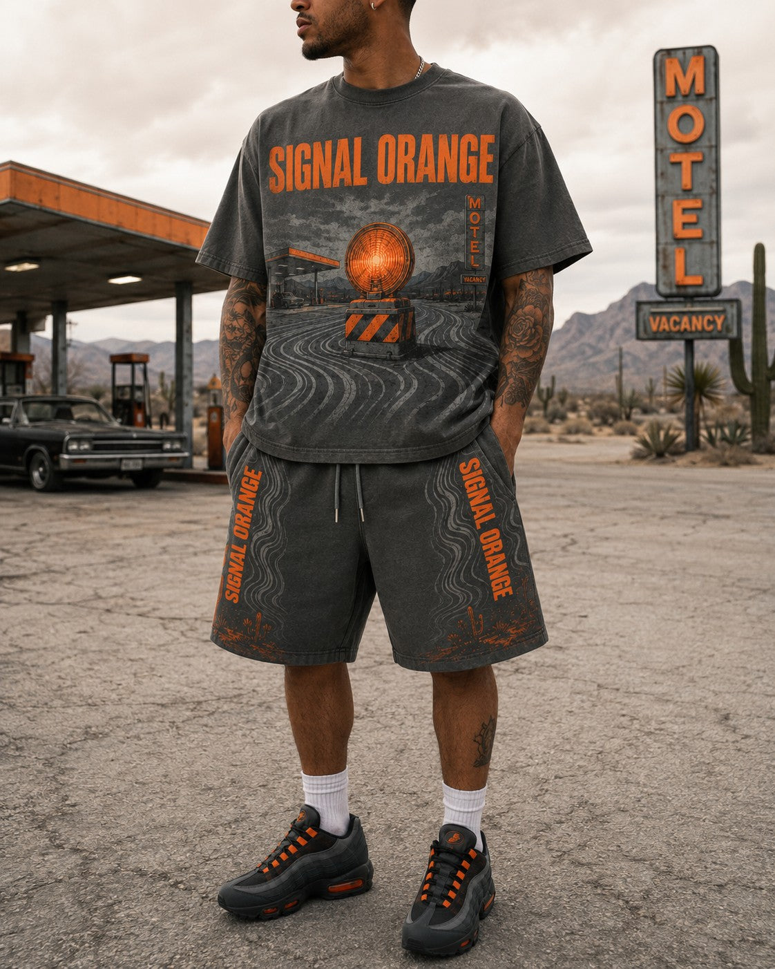 Orange/Grey Short Set, lifestyle 1