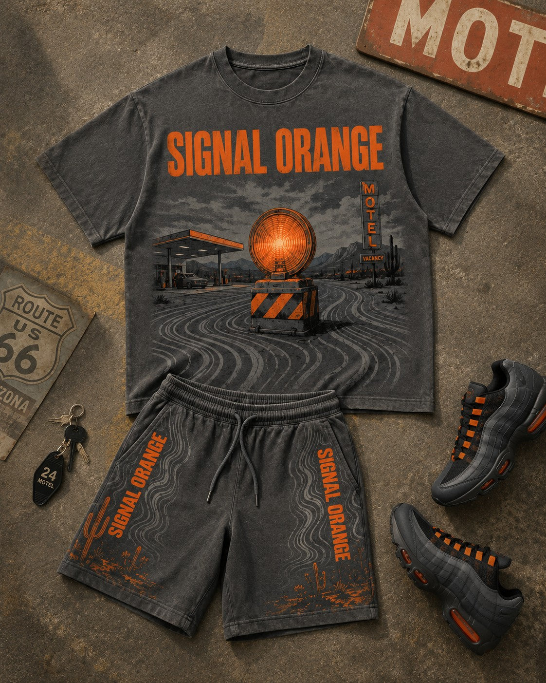 Orange/Grey Short Set, lifestyle 2