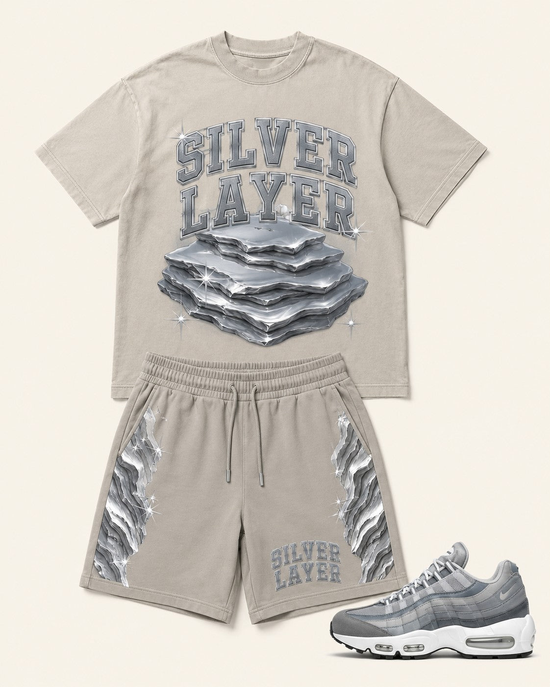 Grey/Silver Short Set, front