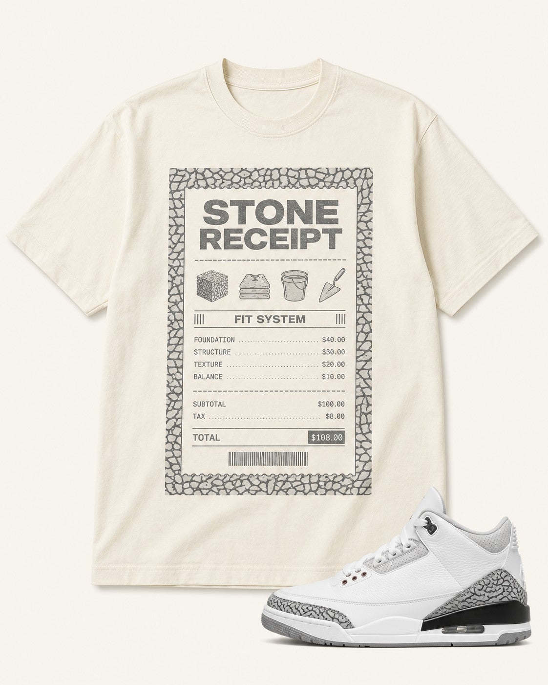Grey/White Graphic Tee, front