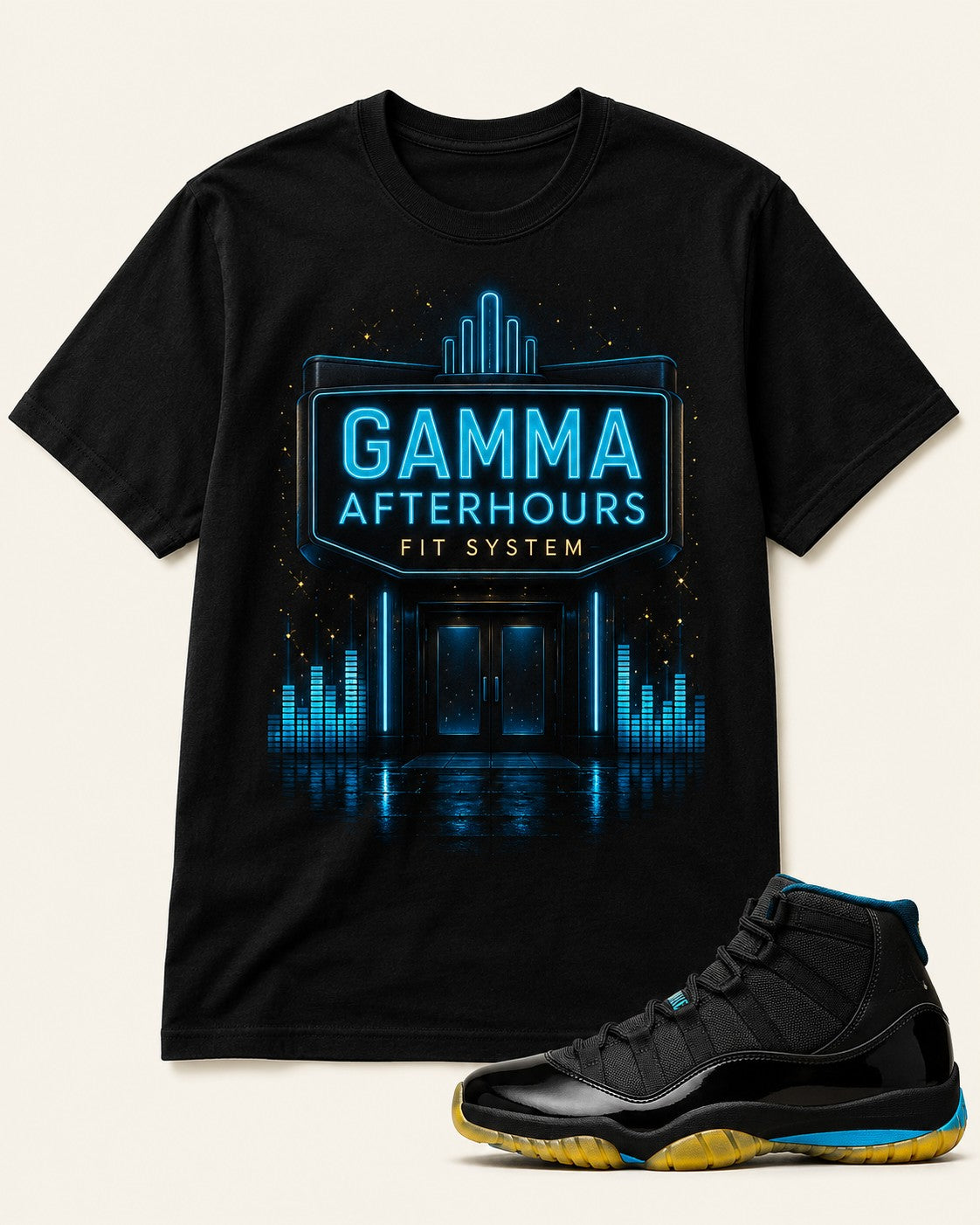 Black/Blue Graphic Tee, front
