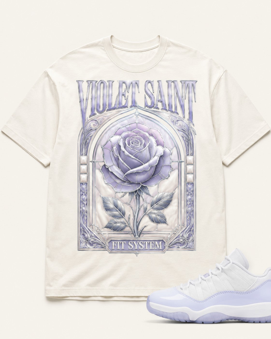 Violet/White Graphic Tee, front