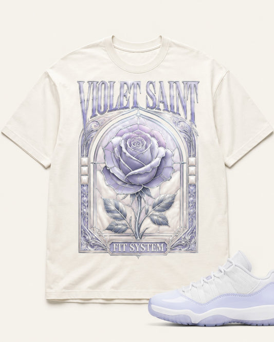 Violet/White Graphic Tee, front