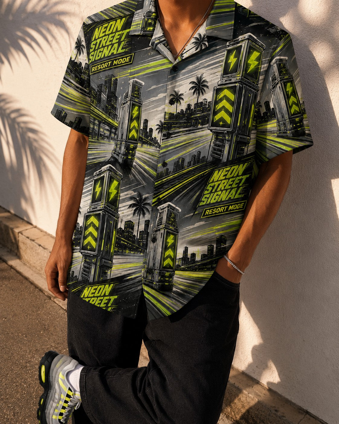 Neon/Grey Hawaiian Shirt, lifestyle 2