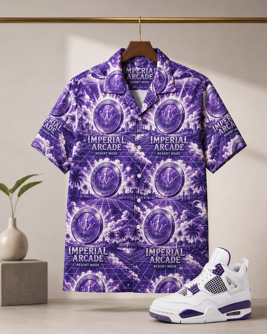 Purple/White Hawaiian Shirt, lifestyle 1