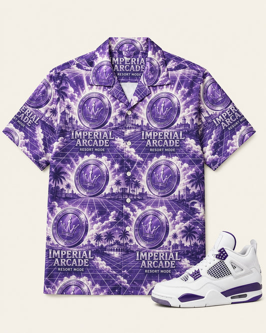 Purple/White Hawaiian Shirt, front