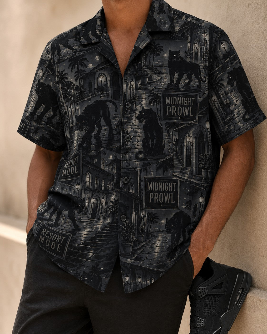 Black/Grey Hawaiian Shirt, lifestyle 2