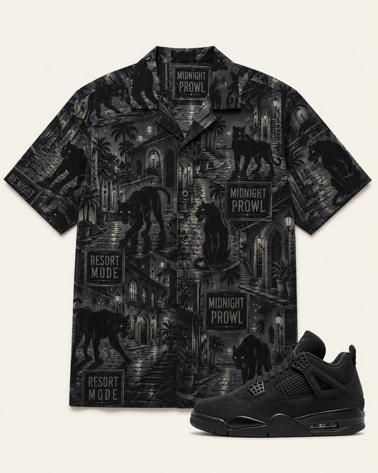 Black/Grey Hawaiian Shirt, front