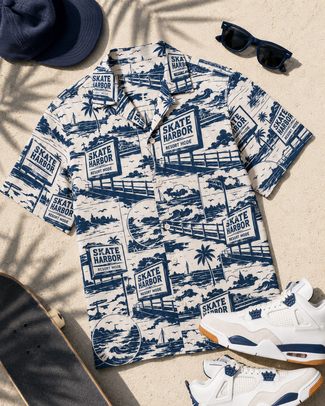 Navy/White Hawaiian Shirt, lifestyle 4