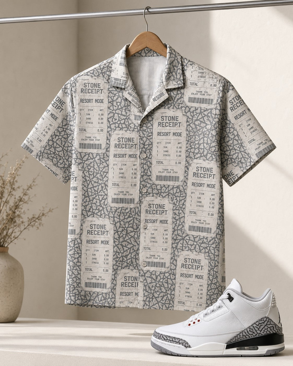 Grey/White Hawaiian Shirt, lifestyle 1