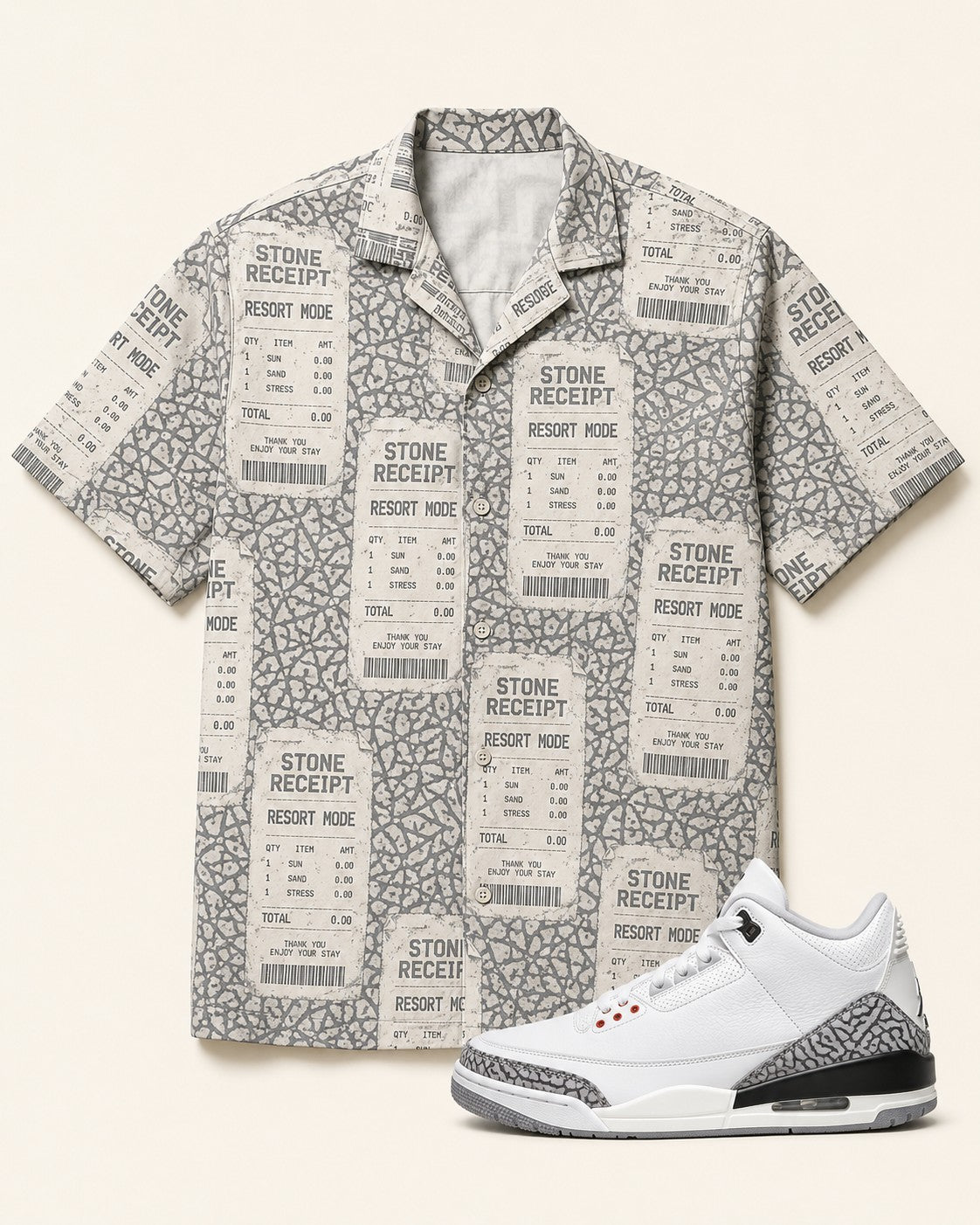 Grey/White Hawaiian Shirt, front