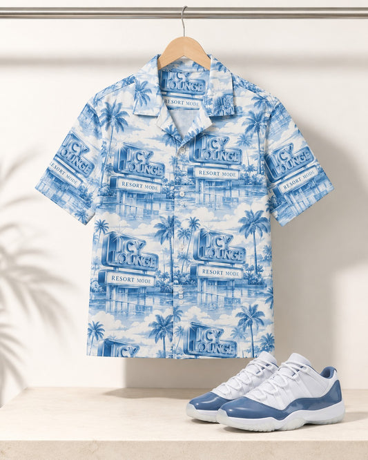 Blue/White Hawaiian Shirt, lifestyle 1