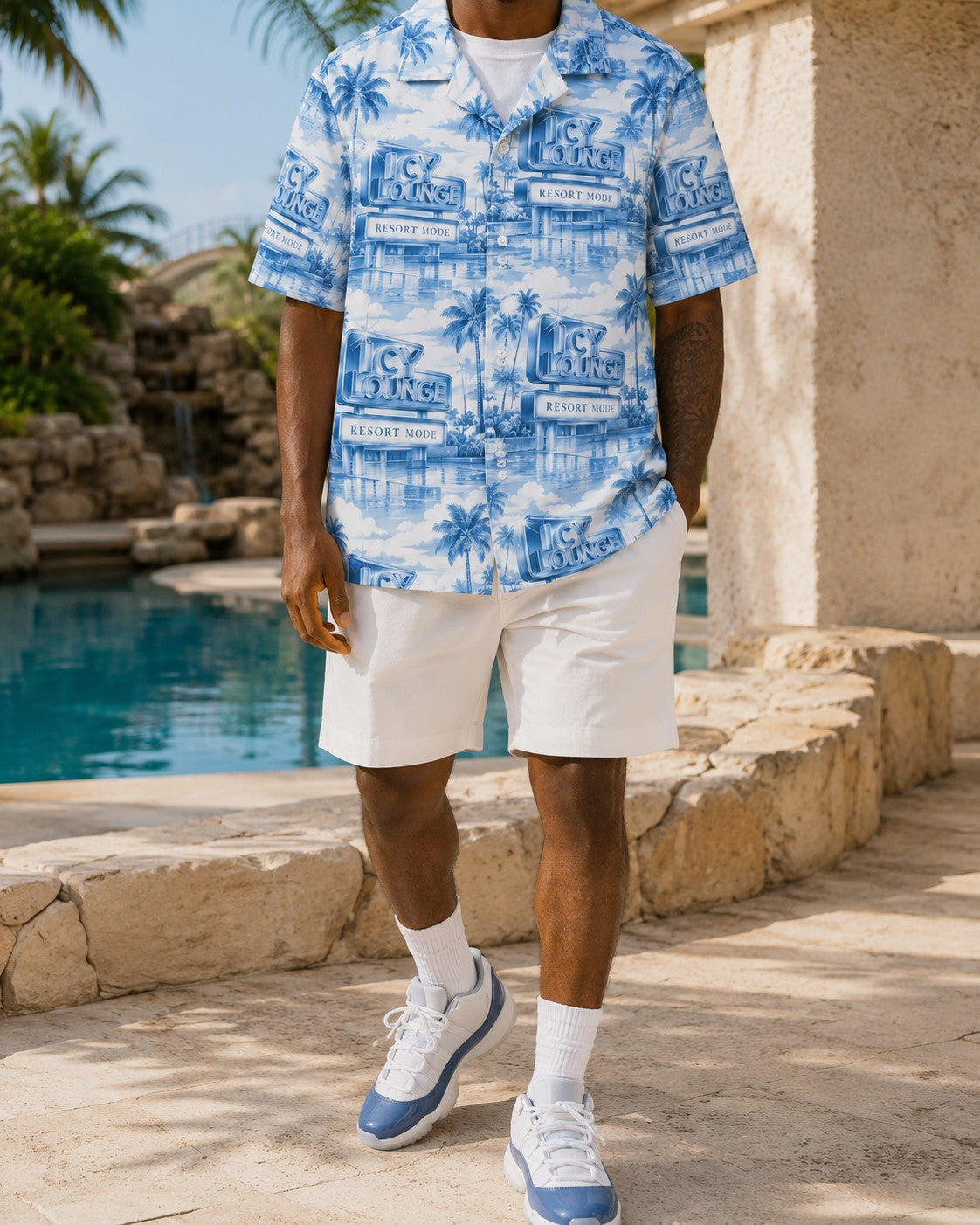 Blue/White Hawaiian Shirt, lifestyle 2