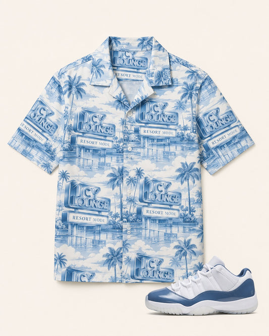 Blue/White Hawaiian Shirt, front