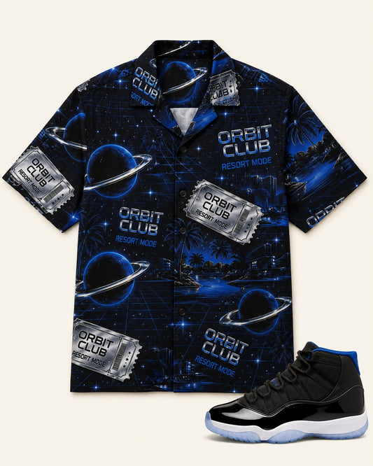 Black/Blue Hawaiian Shirt, front