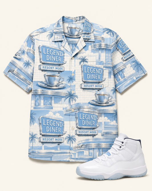Blue/White Hawaiian Shirt, front