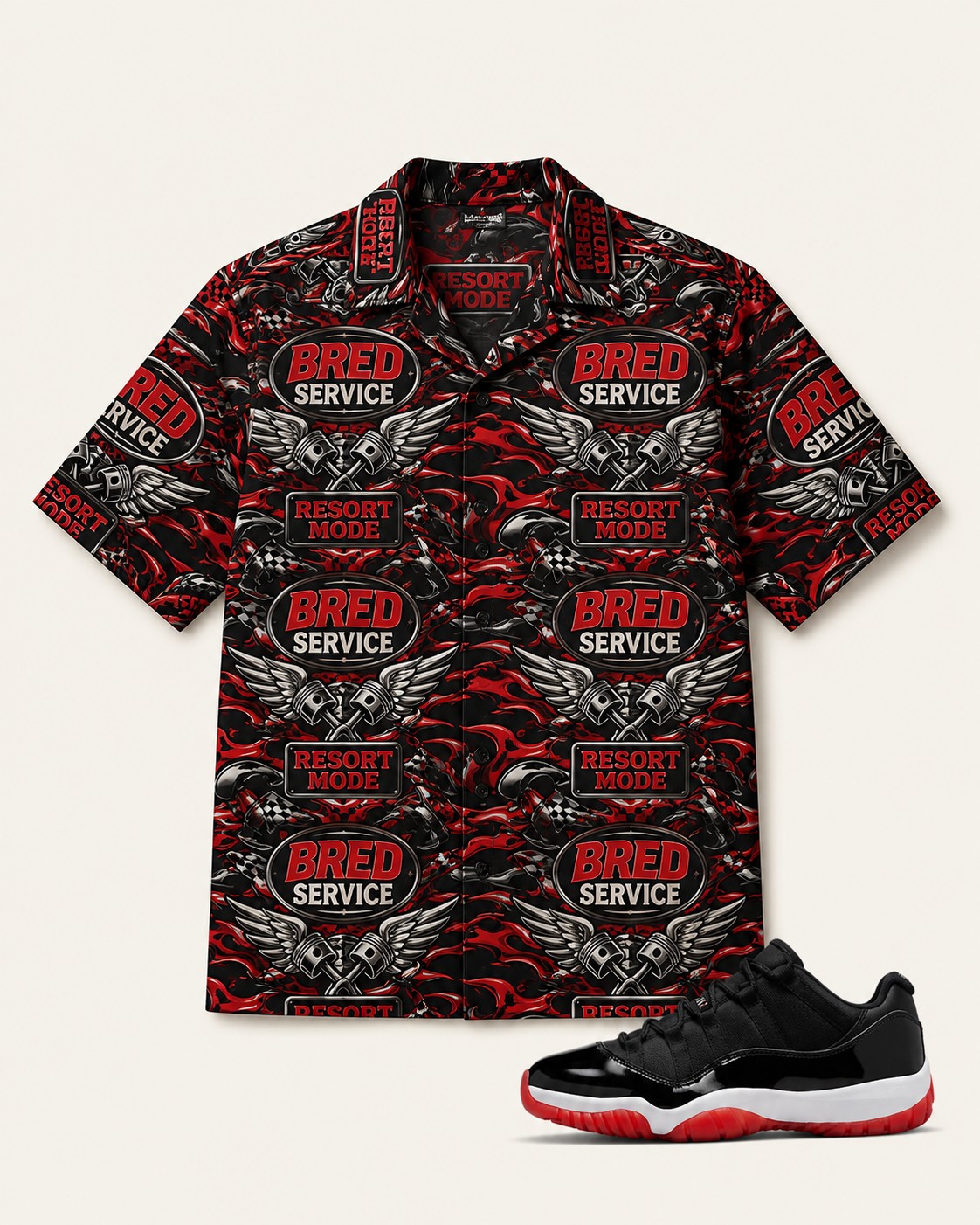 Red/Black Hawaiian Shirt, front