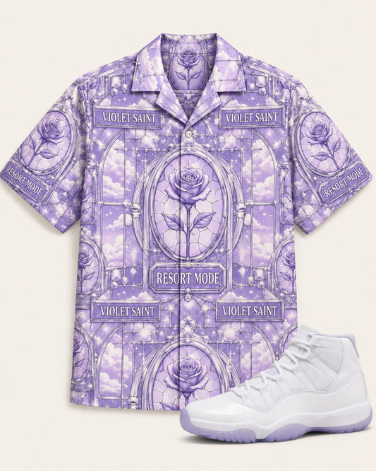 Violet/White Hawaiian Shirt, lifestyle 1