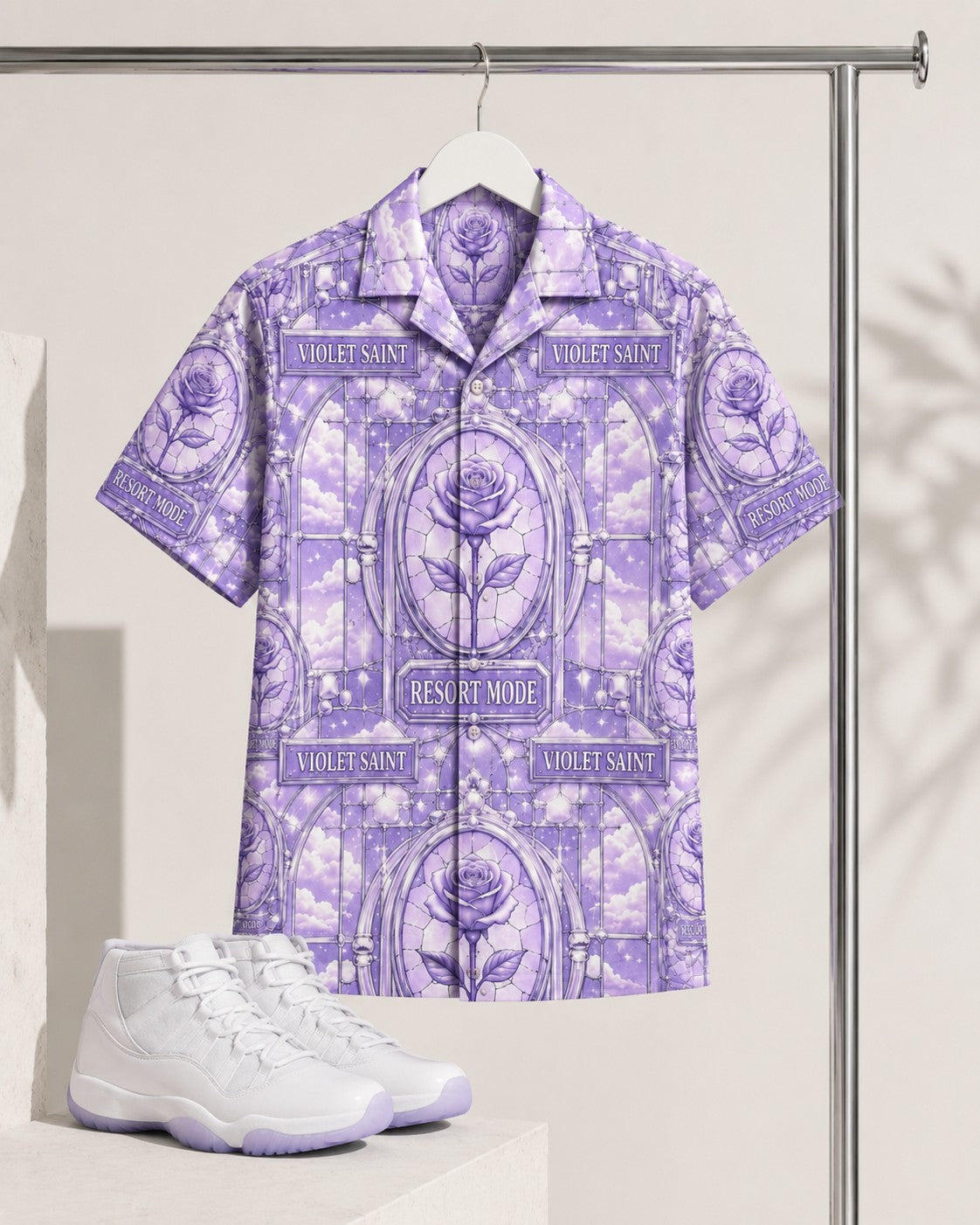 Violet/White Hawaiian Shirt, lifestyle 2