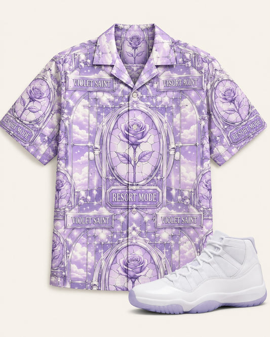 Violet/White Hawaiian Shirt, front