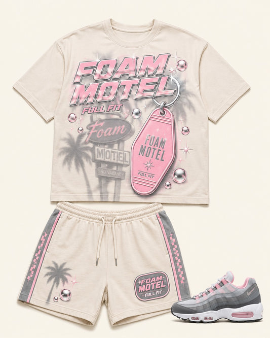 Pink/Grey Short Set, front