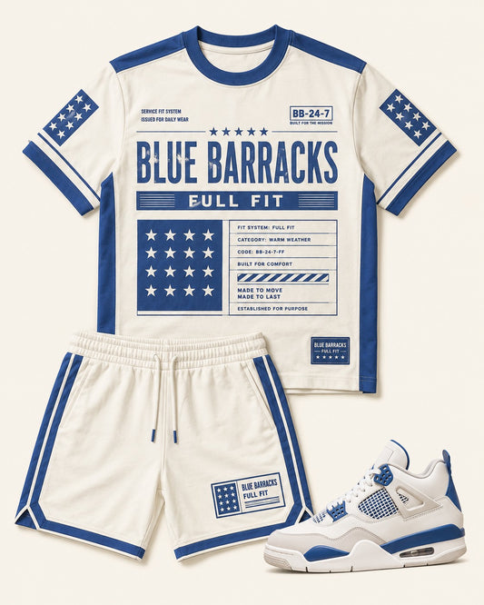 Blue/White Short Set, front