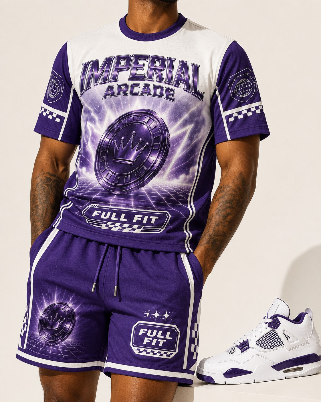 Purple/White Short Set, lifestyle 2