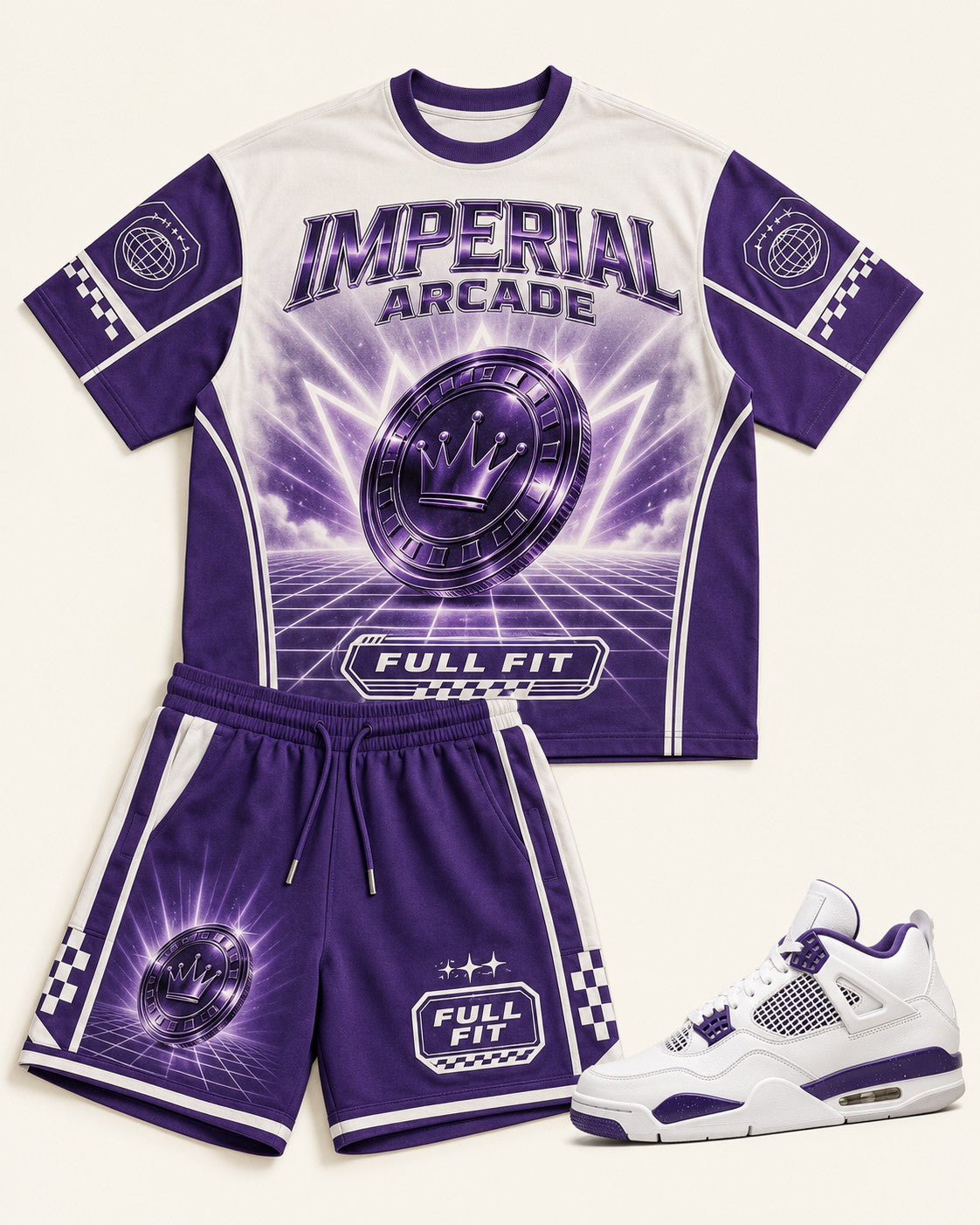 Purple/White Short Set, front