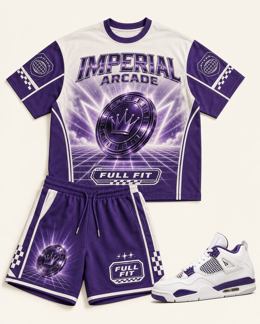 Purple/White Short Set, front