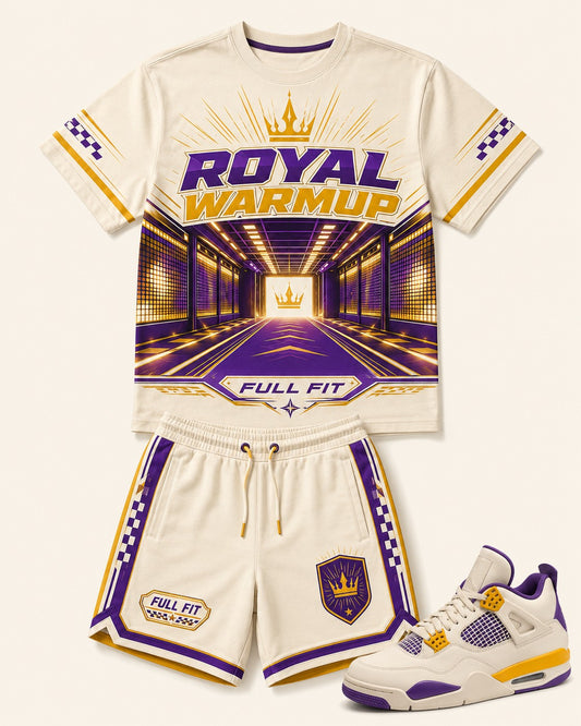 Purple/Gold Short Set, front