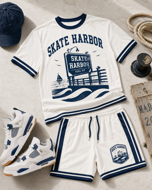 Navy/White Short Set, lifestyle 1