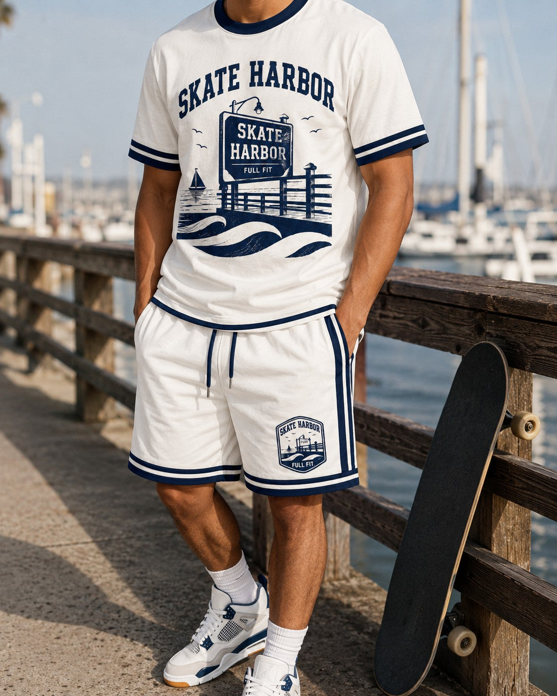 Navy/White Short Set, lifestyle 2