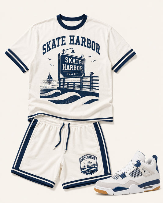 Navy/White Short Set, front