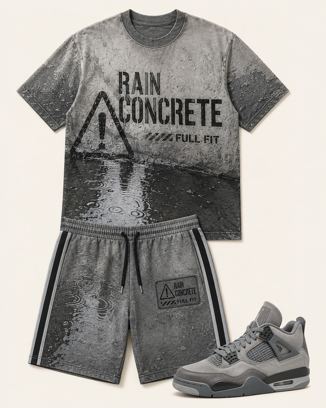 Grey/Black Short Set, front