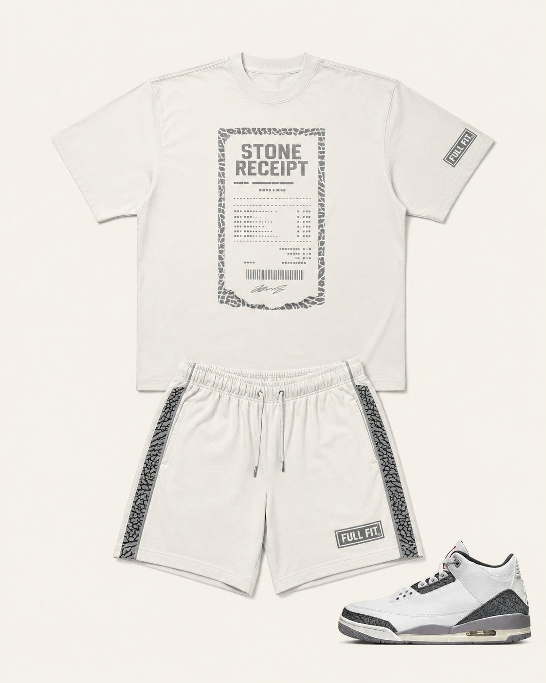 Grey/White Short Set, front