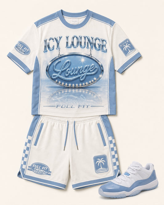 Blue/White Short Set, front