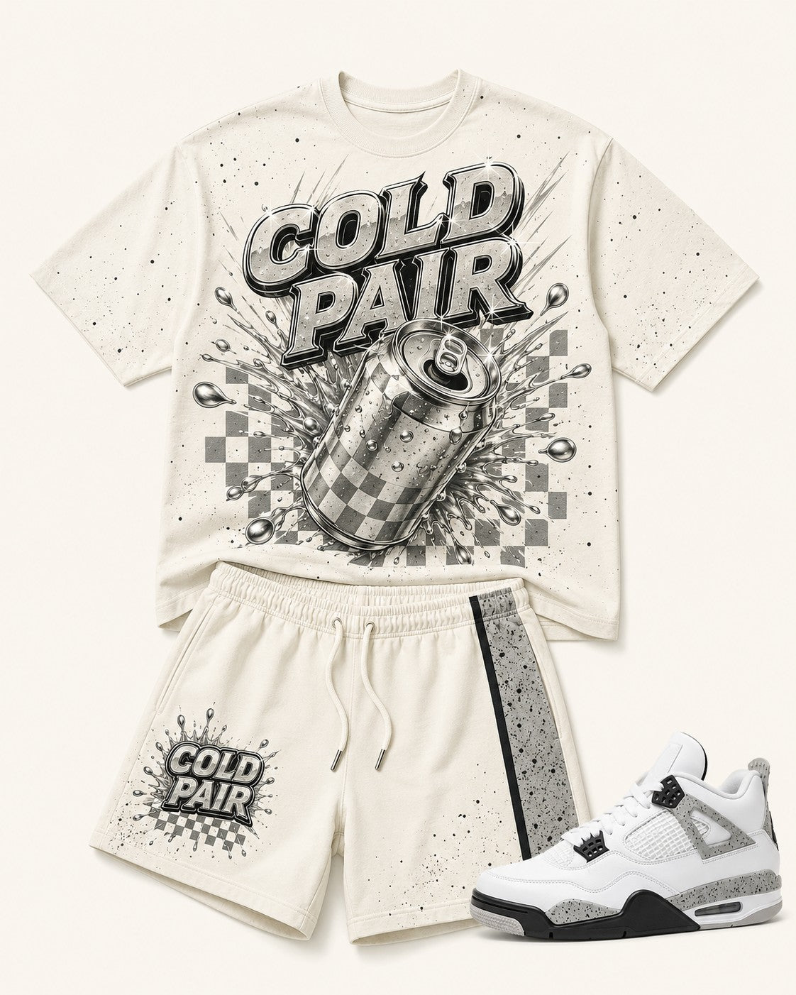 Grey/White Short Set, front