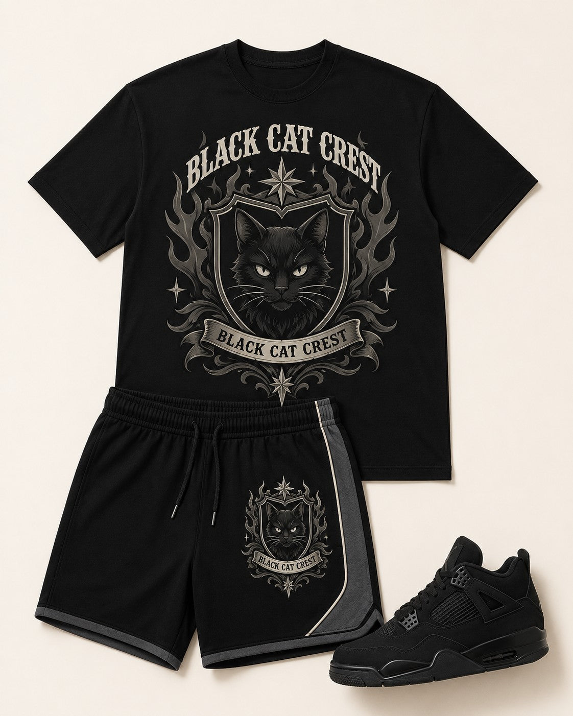Black/Grey Short Set, front